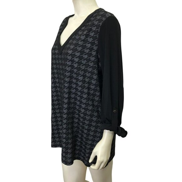 SLIM FACTOR BY INVESTMENT 3/4 ROLL TAB SLEEVE TUNIC TOP LG NWT - Picture 3 of 6